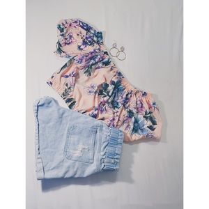 Forever 21 Floral Off The Shoulder Crop Top💫M